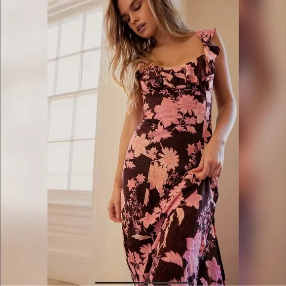Free People | Dresses | Expiring Nwt Free People Remind Me Maxi Slip Dress  Dark Chocolate Combo M | Poshmark